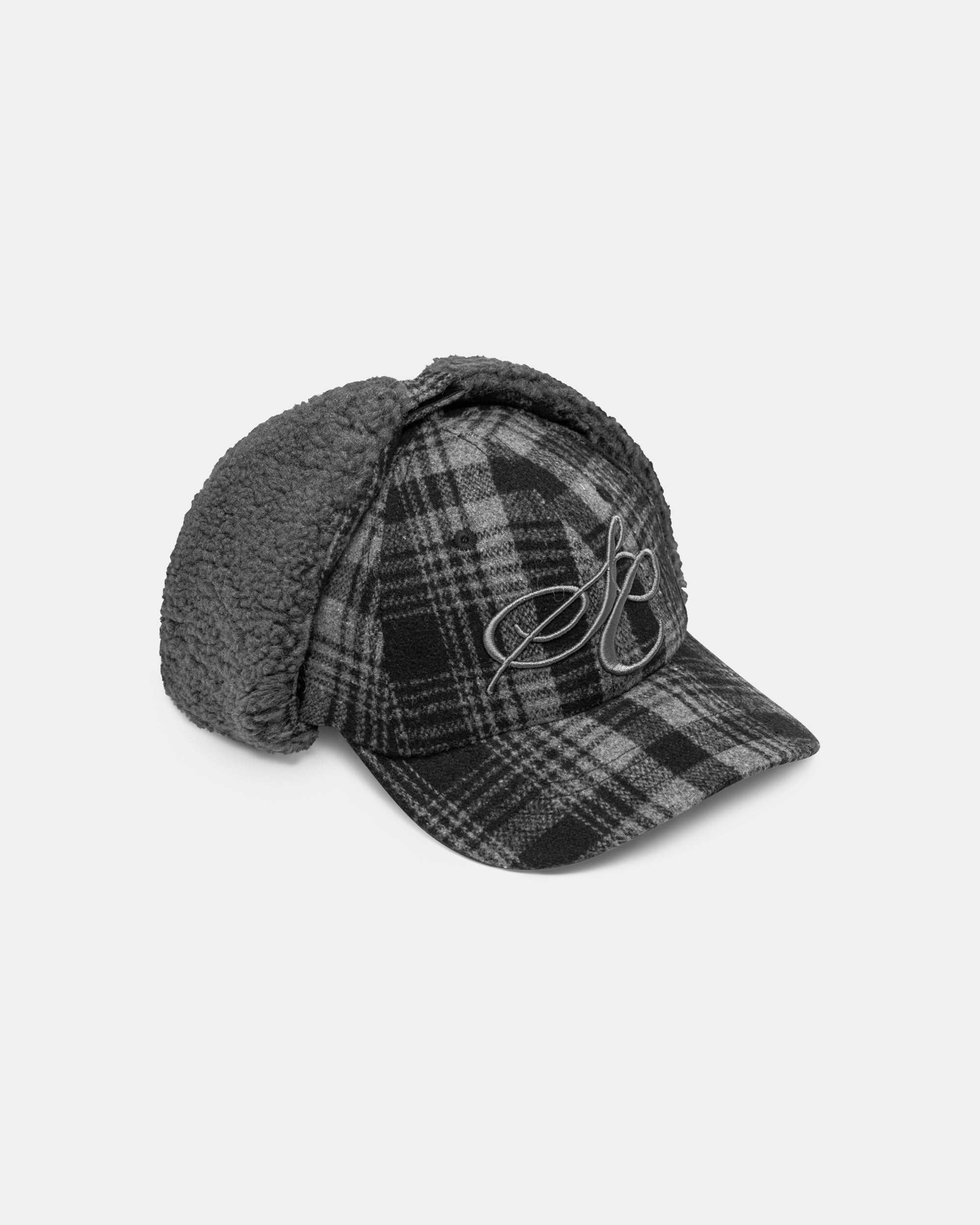 Dog-Ear Cap Checked Gray